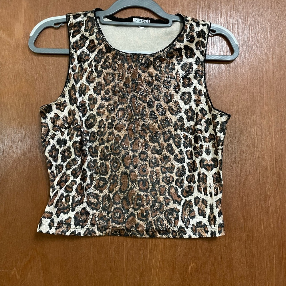 XOXO Brown and Black Fitted Tank Top